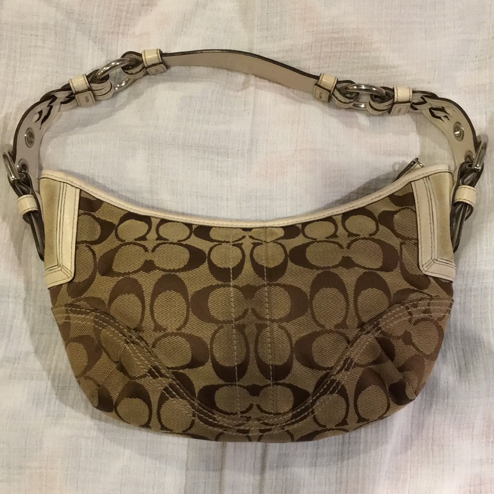 Coach Purse, Brown and White
